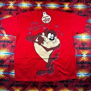 Vintage Artex 1993 WB Taz My Valentine T Shirt Size XL NWT Red Valentines Day